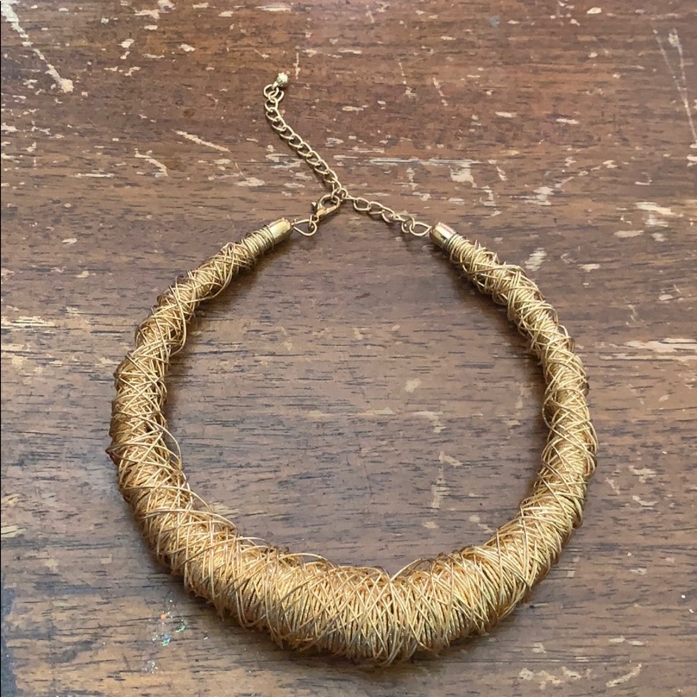 Gold wire wrapped goddess necklace